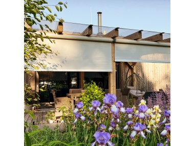 Reef Roll -- Custom Sizes - Outdoor Roller Shade with Stainless Steel Wire Guides