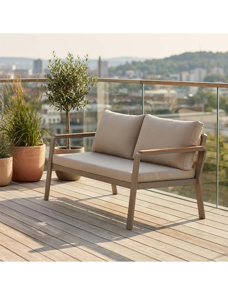 Parma: Outdoor lounge set in aluminium and Iroko wood