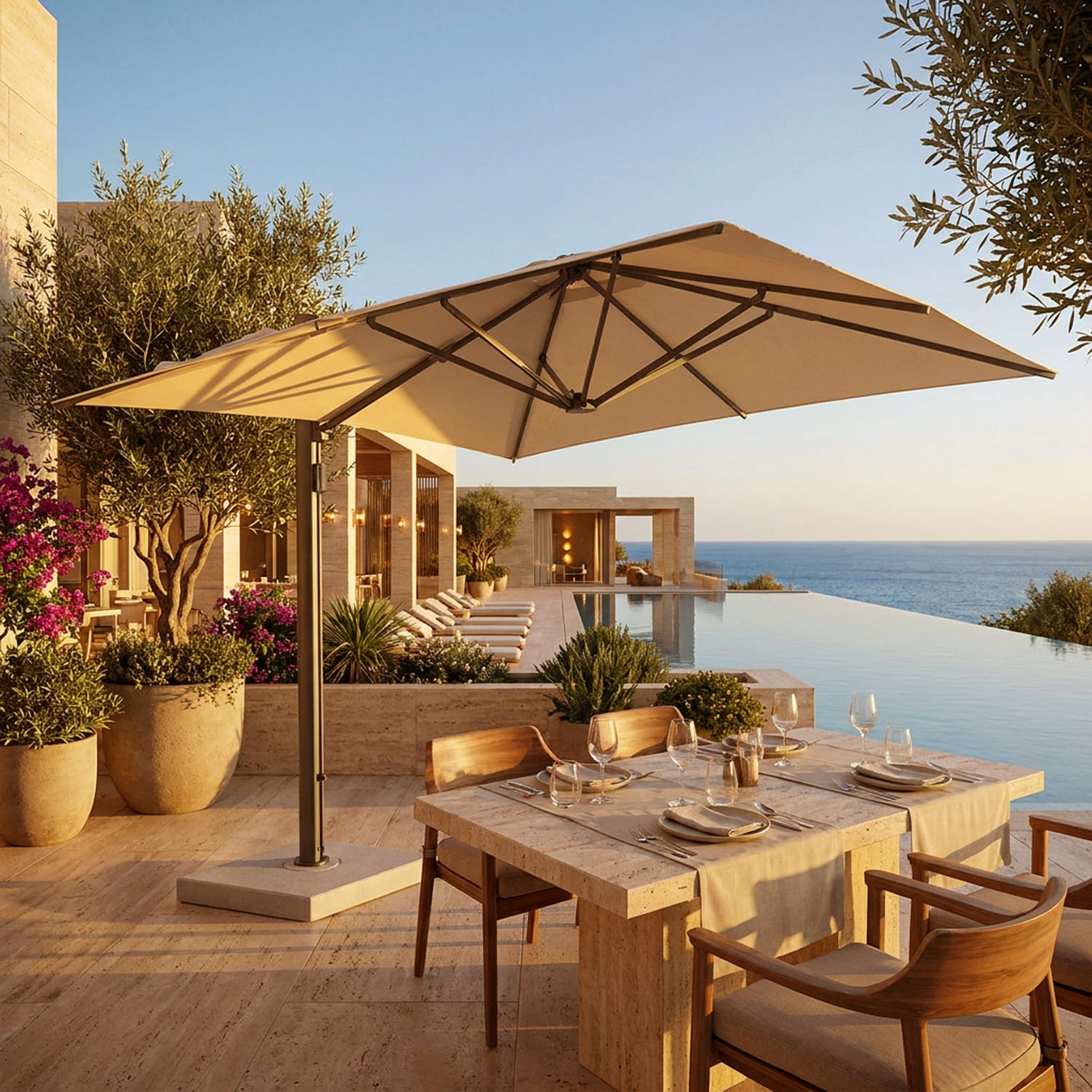 Cygnus: Cantilever Side-Arm Push-Open Garden Parasol