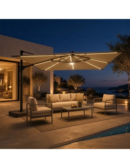 Auriga: Tilting Cantilever Parasol with Integrated Solar LEDs