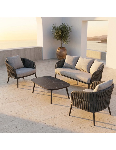 Quieta: 5-Seat Outdoor Sofa Set in Aluminium and Rope