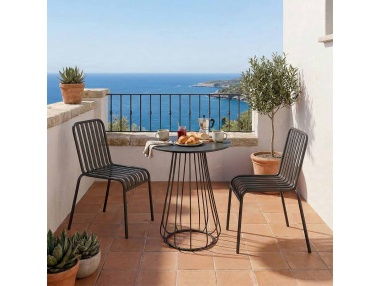 Plaka: Designer Garden Bistro Table with Iron Rod Frame