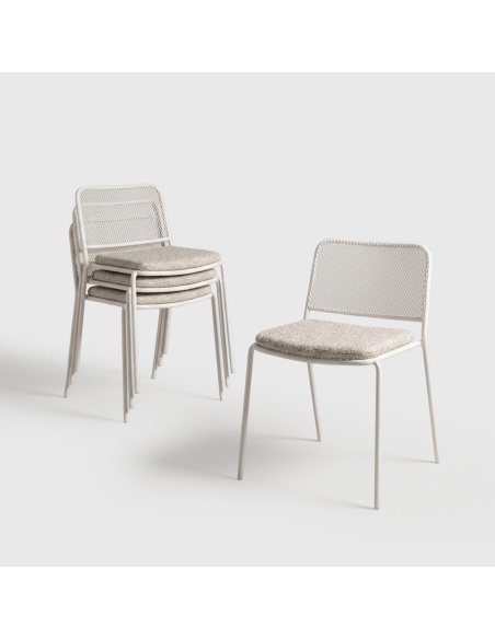 Fornax: Set of 4 Iron Outdoor Chairs with Metal Mesh